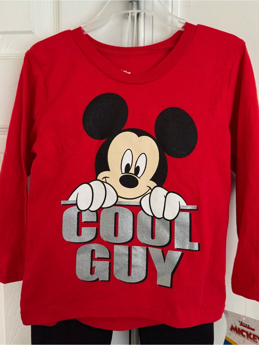 Disney Mickey Mouse Cool Guy Toddler Boys 3T 2 Piece Pajama Set Red Black NWT - Picture 3 of 16